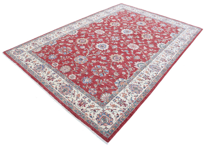 Afghan Ziegler Rug 6' 7" x 9' 8" Hand-Knotted | No. AT69025