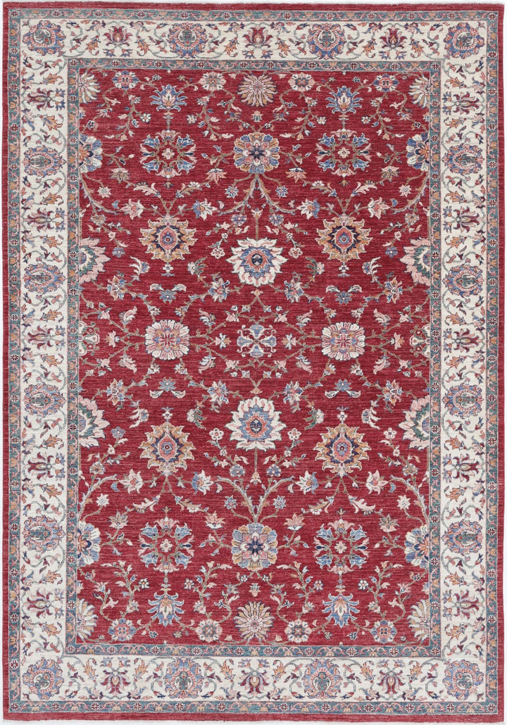 Afghan Ziegler Rug 6' 7" x 9' 8" Hand-Knotted