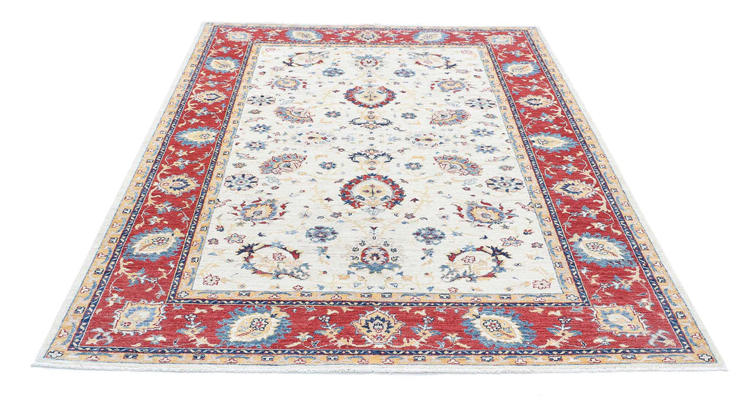 Ivory Afghan Ziegler Rug 5'7" x 7'4" Hand-Knotted view