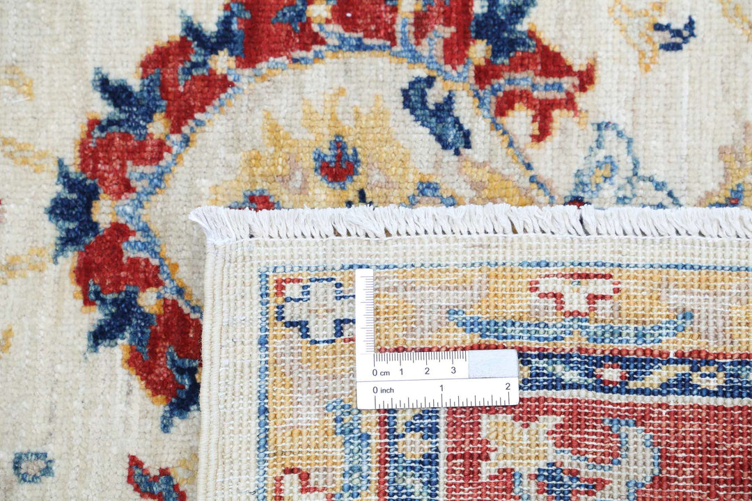 Ivory Afghan Ziegler Rug 5'7" x 7'4" Hand-Knotted field