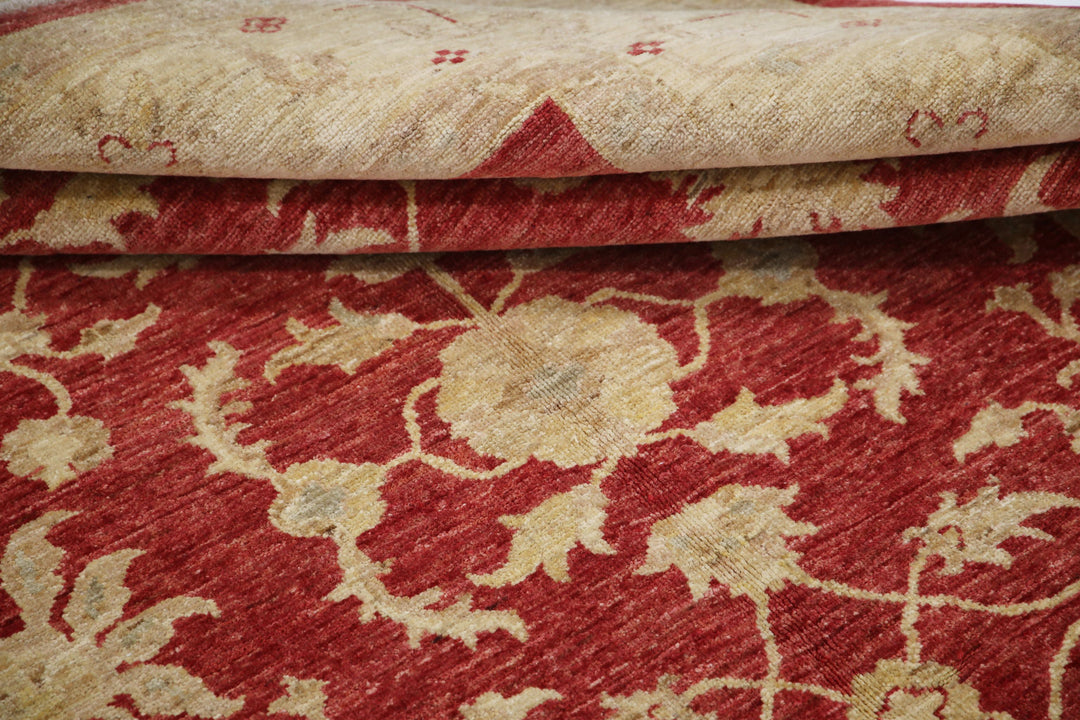 Red Afghan Ziegler Rug 5' 8" x 7' 10" Hand-Knotted view