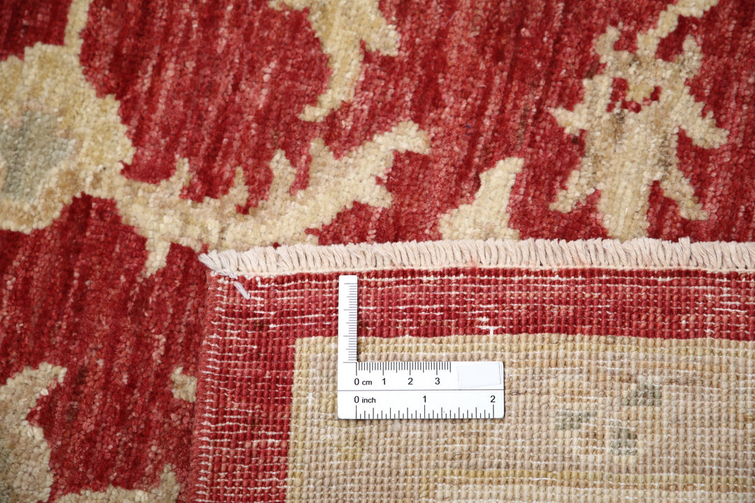 Red Afghan Ziegler Rug 5' 8" x 7' 10" Hand-Knotted border