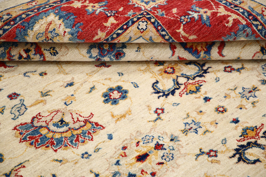 Ivory Afghan Ziegler Rug 5' 8" x 8' 0" Hand-Knotted field