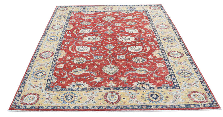 Red Afghan Ziegler Rug 5' 11" x 7' 11" Hand-Knotted view