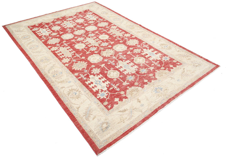 Afghan Ziegler Rug 5' 7" x 8' 5" Hand-Knotted | No. AT57005