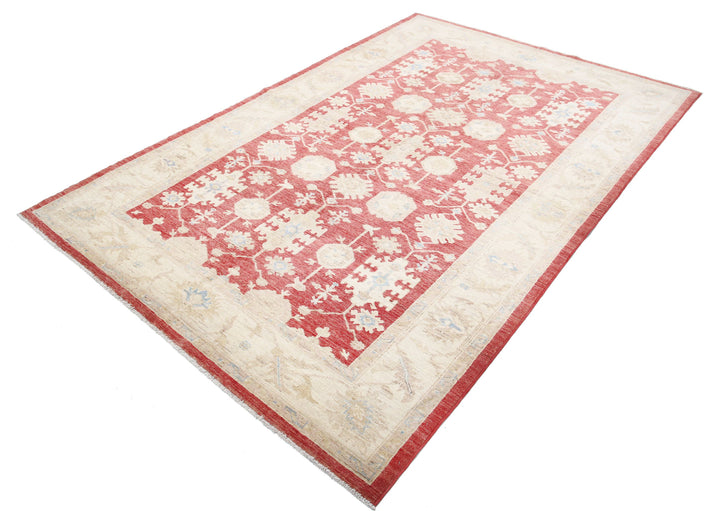 Afghan Ziegler Rug 5' 7" x 8' 5" Hand-Knotted | No. AT57005