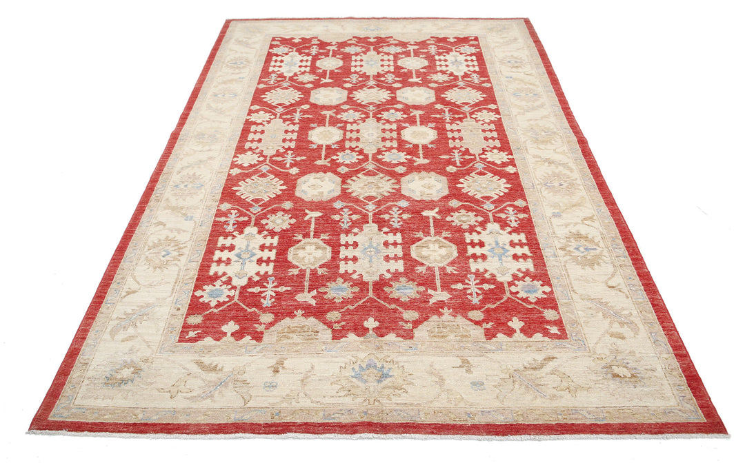 Afghan Ziegler Rug 5' 7" x 8' 5" Hand-Knotted | No. AT57005
