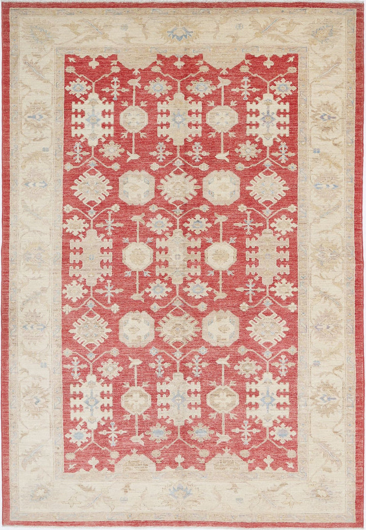 Afghan Ziegler Rug 5' 7" x 8' 5" Hand-Knotted