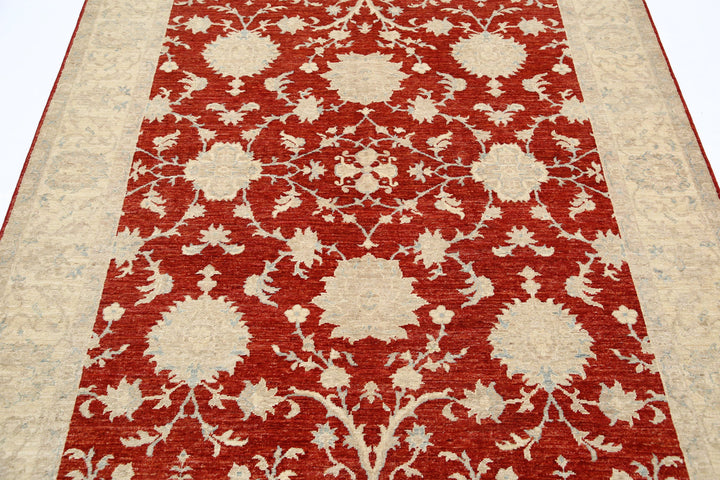 Afghan Ziegler Rug 5' 7" x 7' 9" Hand-Knotted | No. AT49103