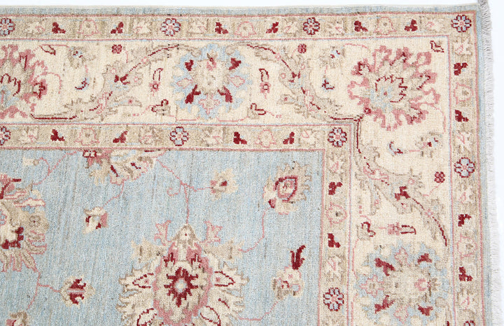 Blue Afghan Ziegler Rug 5' 7" x 7' 11" Hand-Knotted pattern