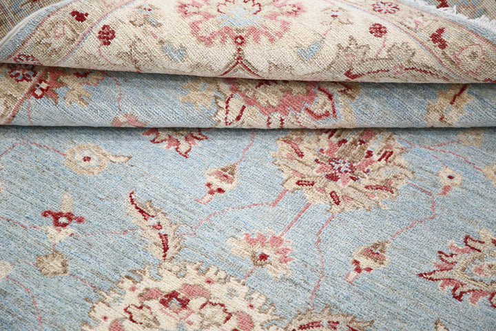 Blue Afghan Ziegler Rug 5' 7" x 7' 11" Hand-Knotted detail