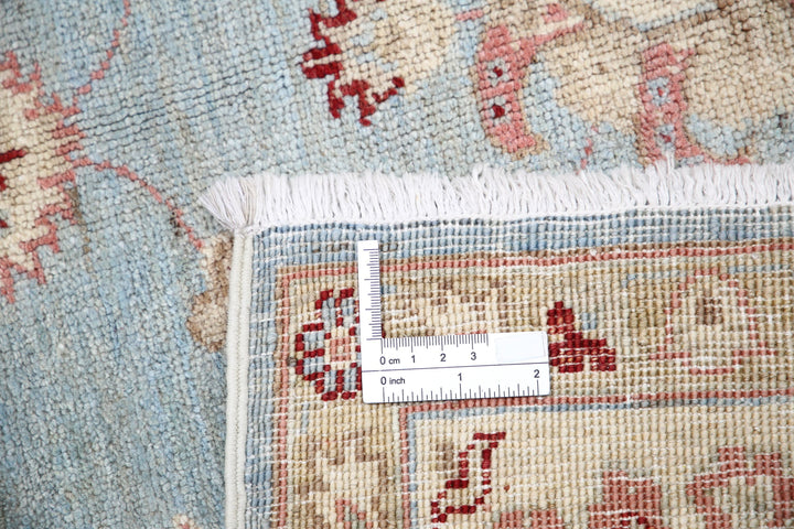Blue Afghan Ziegler Rug 5' 7" x 7' 11" Hand-Knotted border
