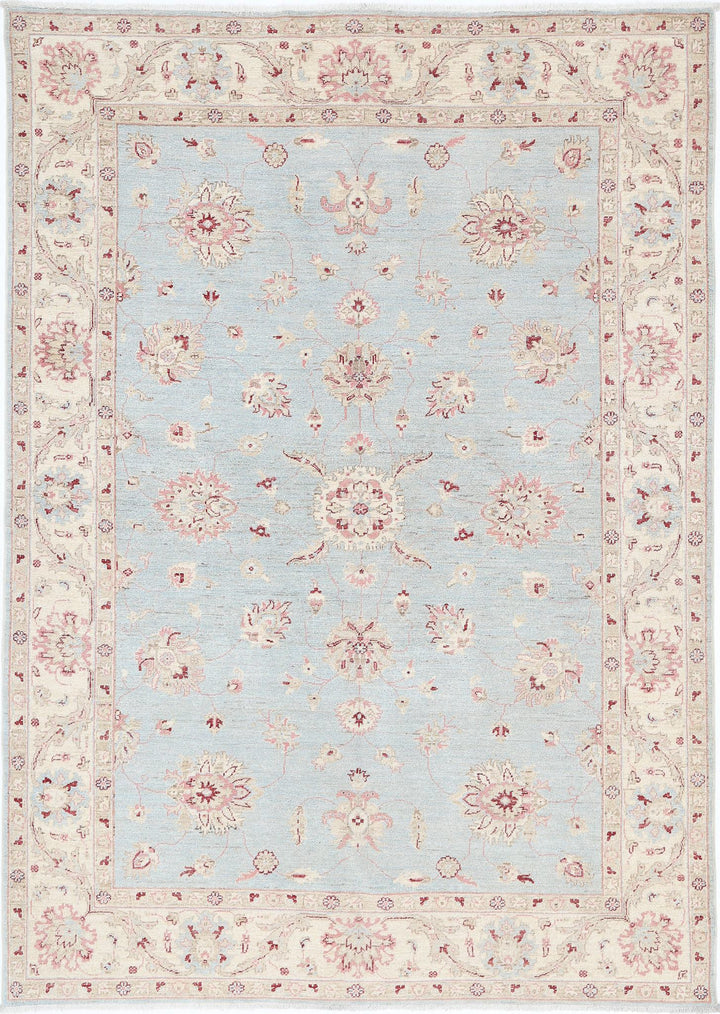 Blue Afghan Ziegler Rug 5' 7" x 7' 11" Hand-Knotted