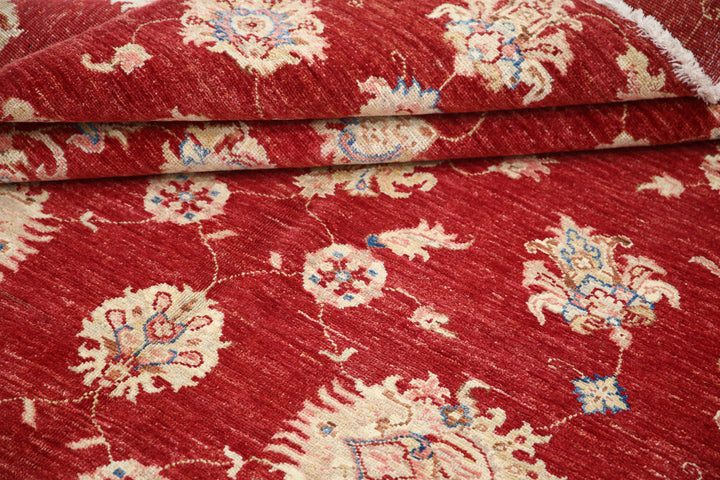 Red Afghan Ziegler Rug 5' 7" x 7' 9" Hand-Knotted | No. AT60509