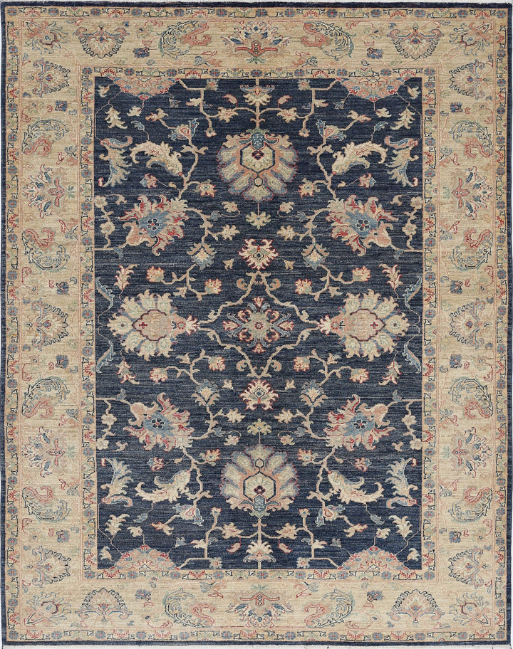 Afghan Ziegler Rug 5' 9" x 7' 6" Hand-Knotted