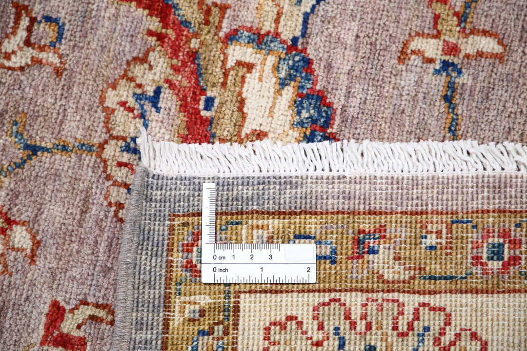 Grey Afghan Ziegler Rug 5'6" x 7'6" Hand-Knotted reverse