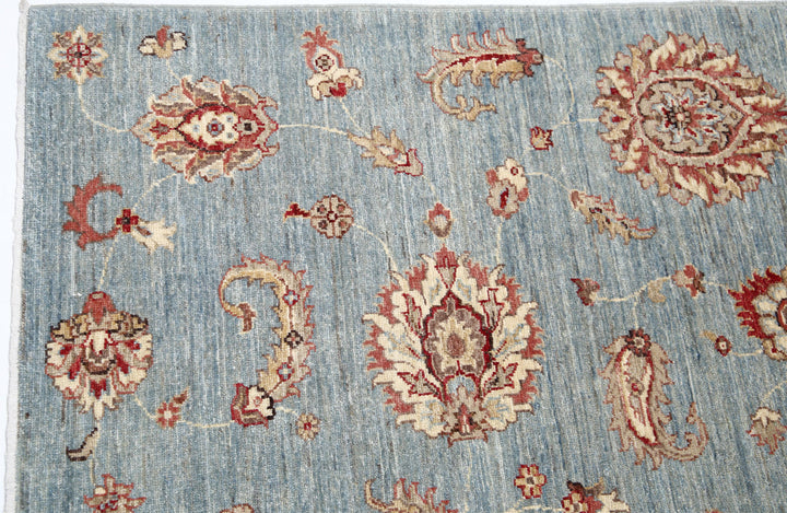 Blue Afghan Ziegler Rug 5' 5" x 8' 0" Hand-Knotted | No. AT83912
