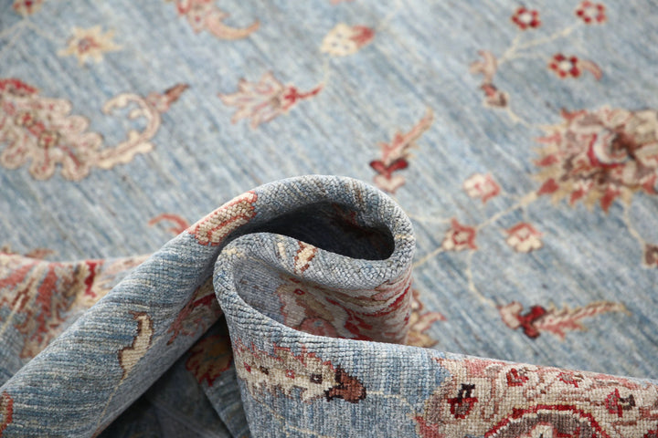 Blue Afghan Ziegler Rug 5' 5" x 8' 0" Hand-Knotted | No. AT83912