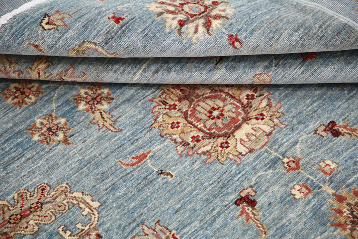 Blue Afghan Ziegler Rug 5' 5" x 8' 0" Hand-Knotted | No. AT83912