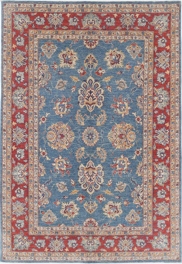 Afghan Ziegler Rug 5' 4" x 7' 9" Hand-Knotted