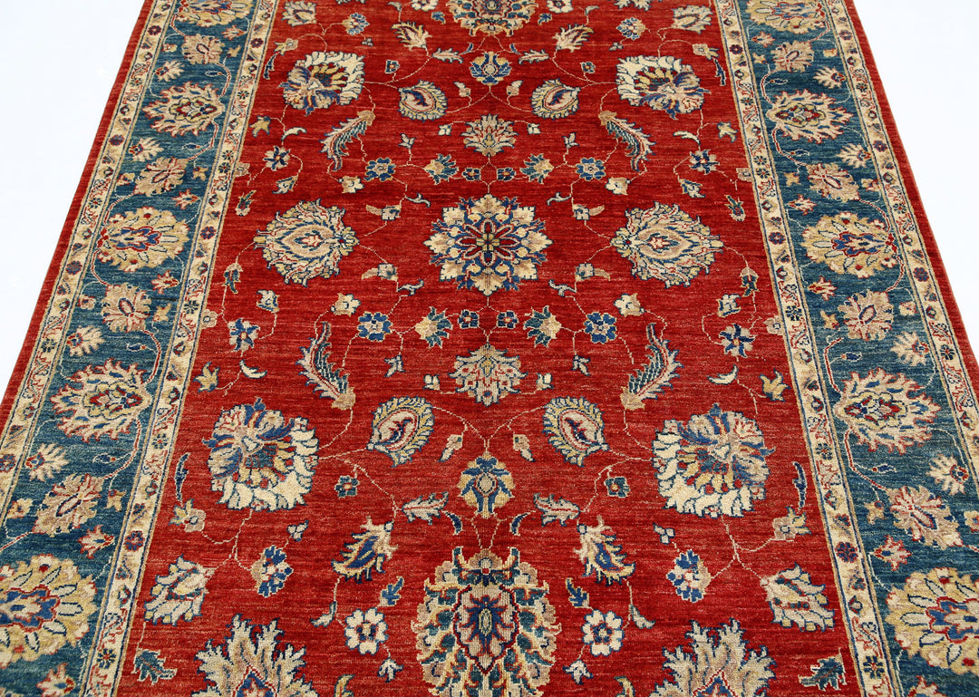 Afghan Ziegler Rug 5'5" x 7'10" Hand-Knotted | No. AT34734