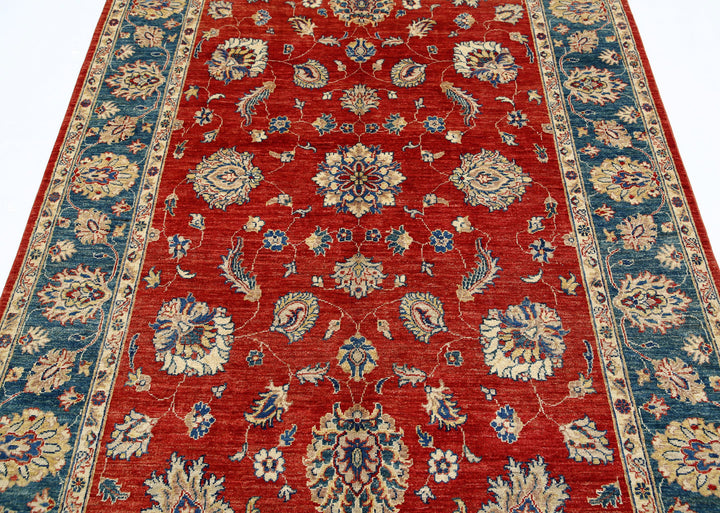Afghan Ziegler Rug 5'5" x 7'10" Hand-Knotted | No. AT34734