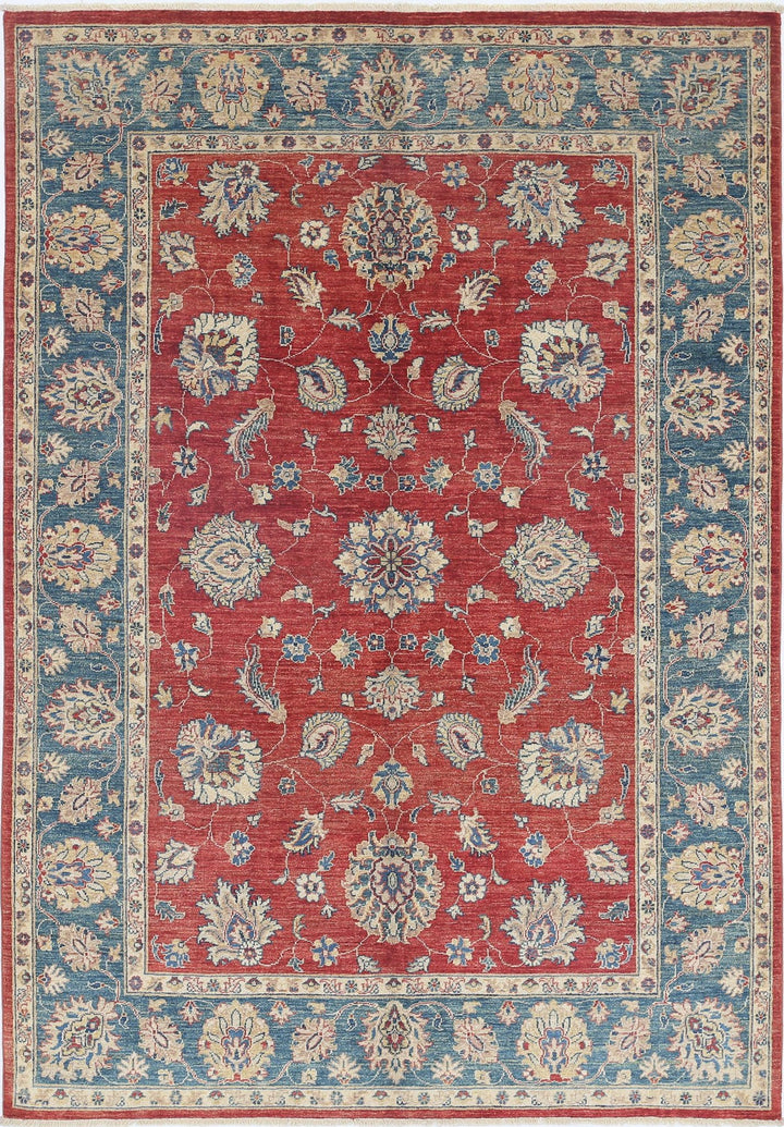 Afghan Ziegler Rug 5'5" x 7'10" Hand-Knotted
