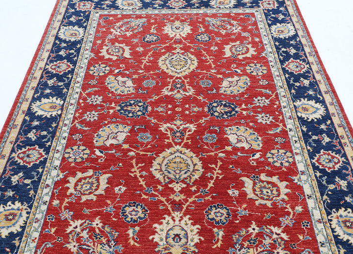 Afghan Ziegler Rug 5' 5" x 7' 4" Hand-Knotted | No. AT27720
