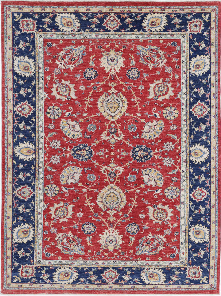 Afghan Ziegler Rug 5' 5" x 7' 4" Hand-Knotted