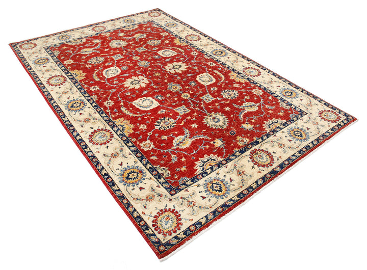 Afghan Ziegler Rug 5' 6" x 8' 3" Hand-Knotted | No. AT72097
