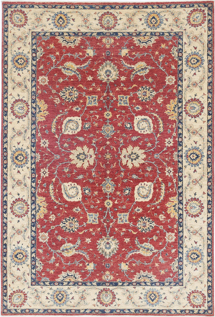 Afghan Ziegler Rug 5' 6" x 8' 3" Hand-Knotted
