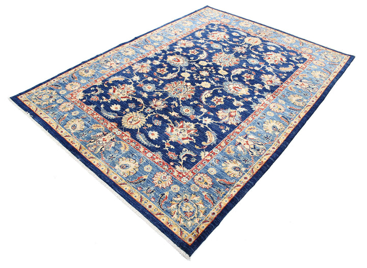 Blue Afghan Ziegler Rug 5' 9" x 7' 8" Hand-Knotted view