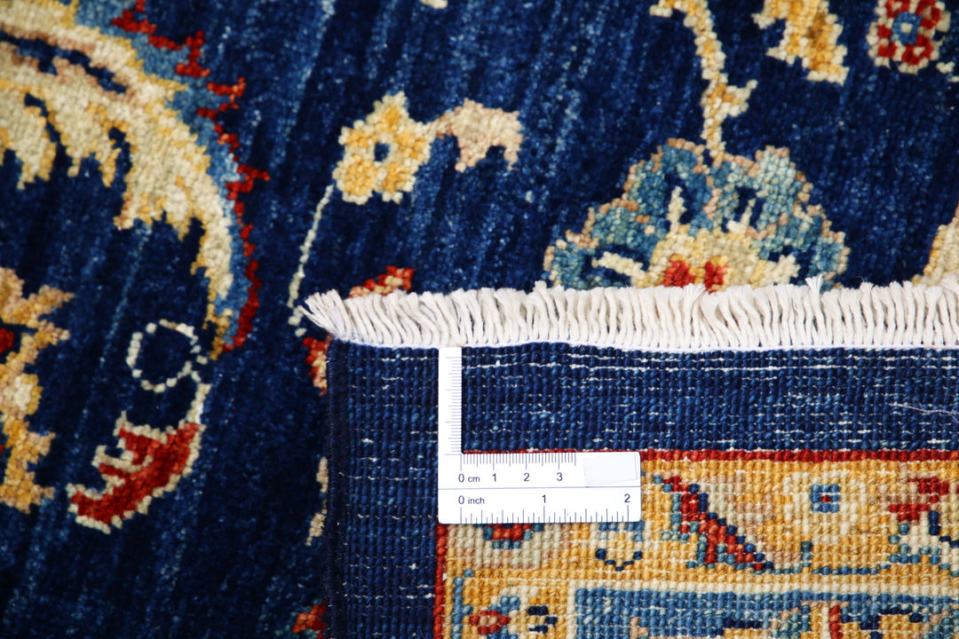 Blue Afghan Ziegler Rug 5' 9" x 7' 8" Hand-Knotted pattern