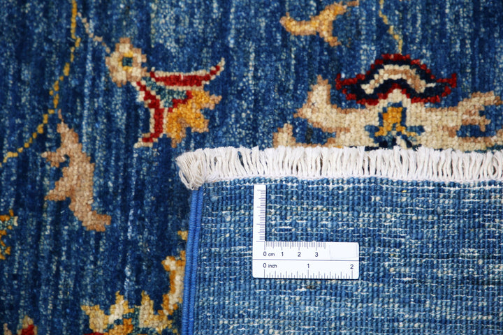 Blue Afghan Ziegler Rug 5' 7" x 8' 2" Hand-Knotted | No. AT13460