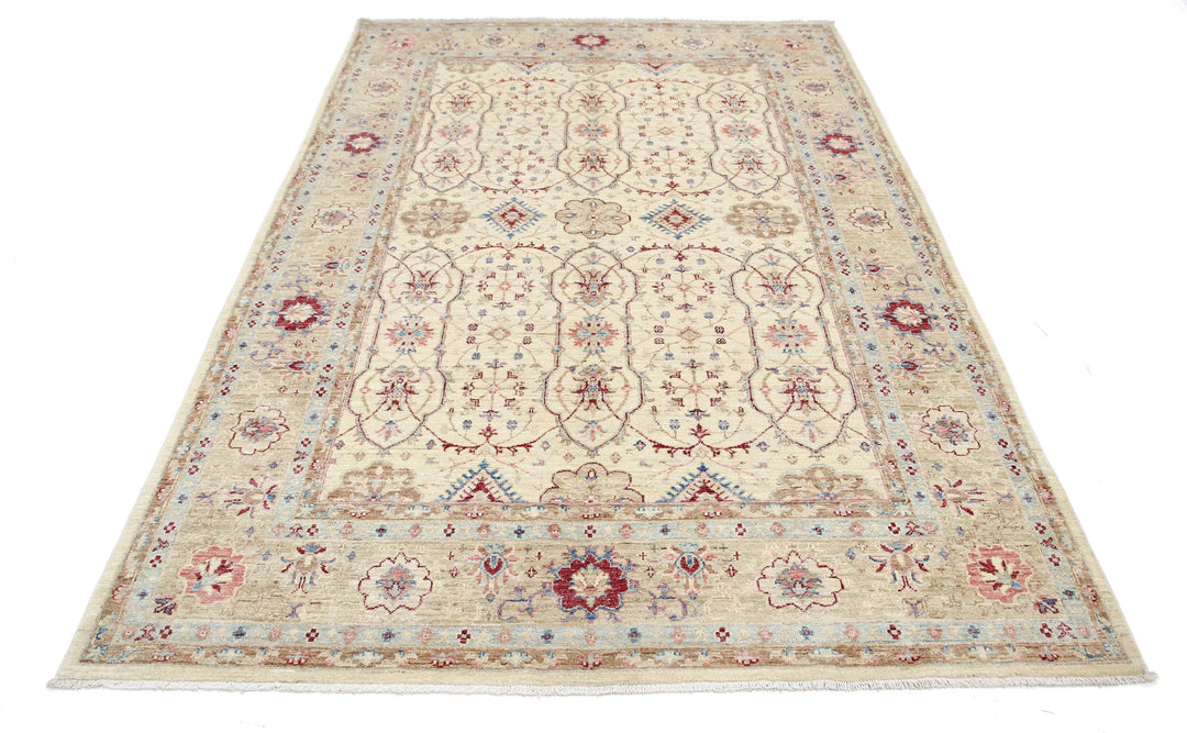 Afghan Ziegler Rug 5' 6" x 8' 3" Hand-Knotted | No. AT50819