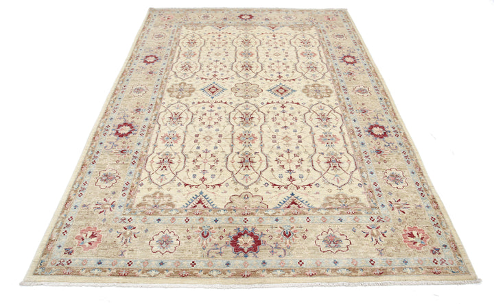 Afghan Ziegler Rug 5' 6" x 8' 3" Hand-Knotted | No. AT50819