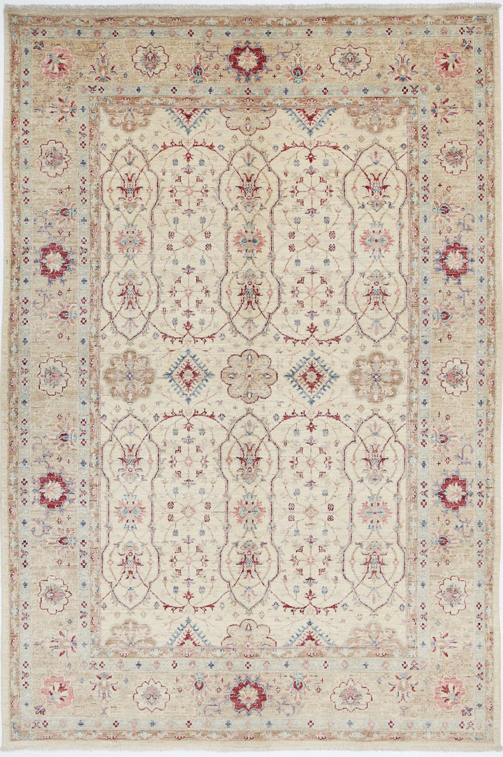 Afghan Ziegler Rug 5' 6" x 8' 3" Hand-Knotted