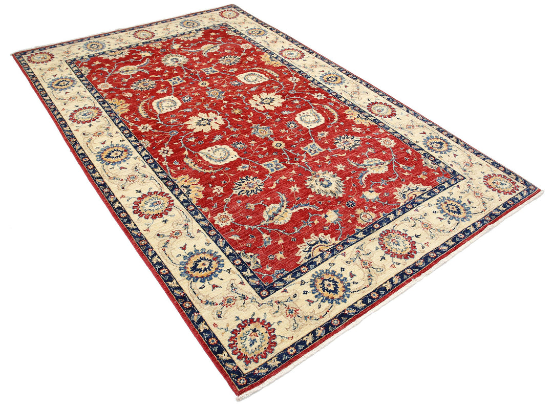 Afghan Ziegler Rug 5' 7" x 8' 6" Hand-Knotted | No. AT65910