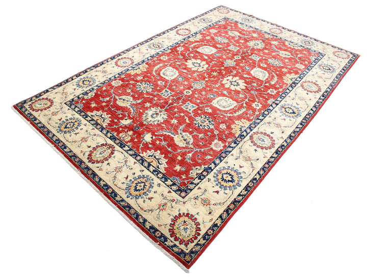Afghan Ziegler Rug 5' 7" x 8' 6" Hand-Knotted | No. AT65910