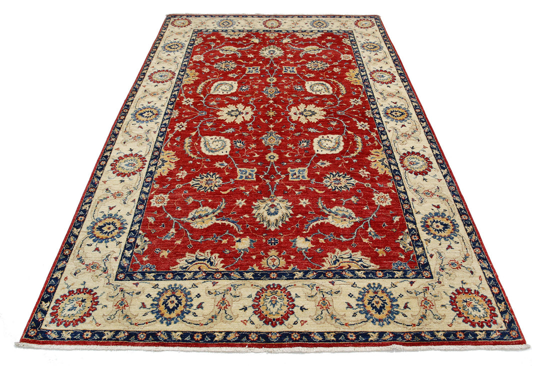 Afghan Ziegler Rug 5' 7" x 8' 6" Hand-Knotted | No. AT65910