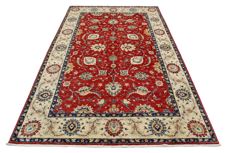 Afghan Ziegler Rug 5' 7" x 8' 6" Hand-Knotted | No. AT65910