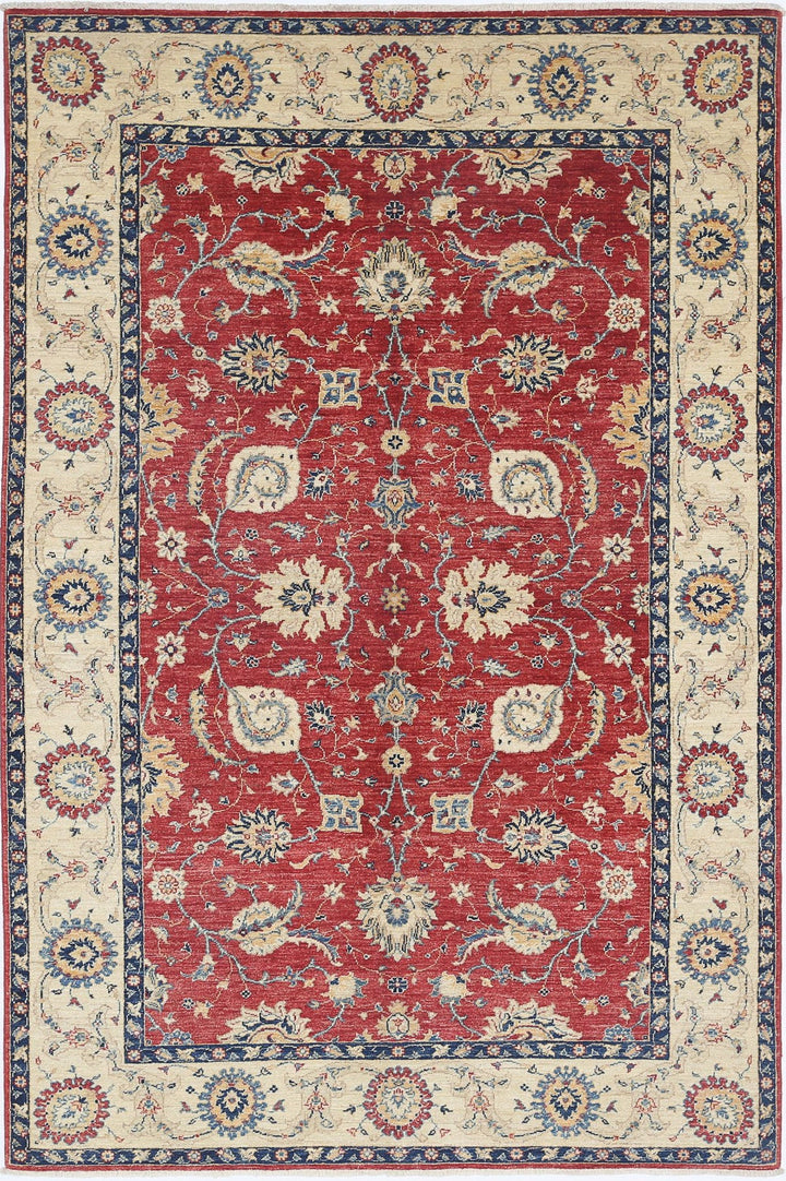Afghan Ziegler Rug 5' 7" x 8' 6" Hand-Knotted