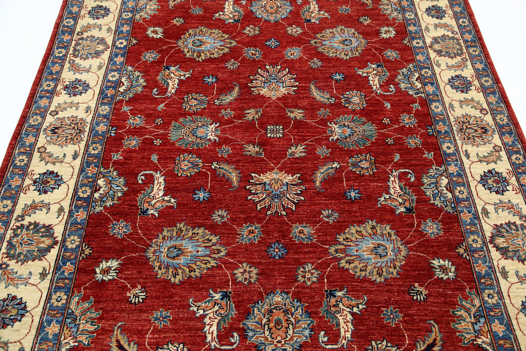 Afghan Ziegler Rug 5' 6" x 7' 8" Hand-Knotted | No. AT93041