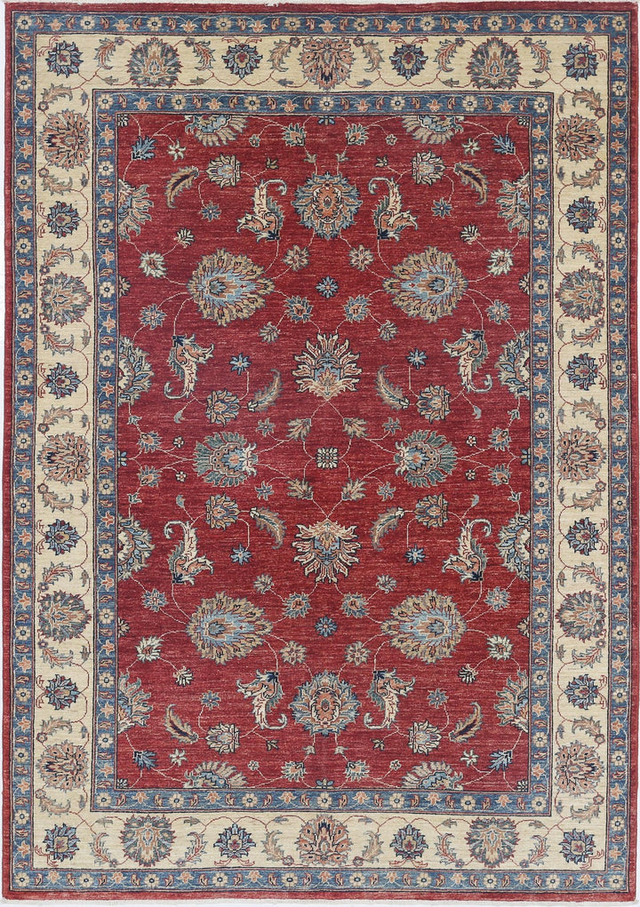 Afghan Ziegler Rug 5' 6" x 7' 8" Hand-Knotted