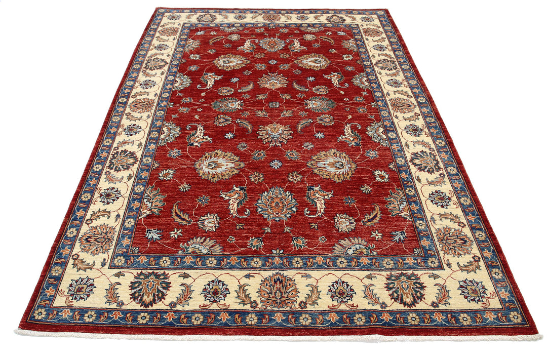 Afghan Ziegler Farhan Rug 5'7" x 7'10" Hand-Knotted | No. AT90459