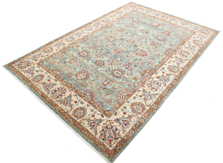 Afghan Ziegler Farhan Rug 5'6" x 8'2" Hand-Knotted | No. AT99609