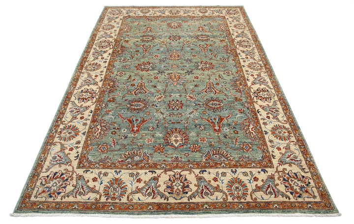 Afghan Ziegler Farhan Rug 5'6" x 8'2" Hand-Knotted | No. AT99609