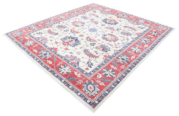 Afghan Ziegler Rug 8' 1" x 9' 1" Hand-Knotted | No. AT48529