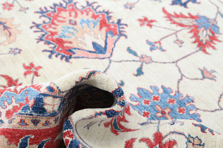 Afghan Ziegler Rug 8' 1" x 9' 1" Hand-Knotted | No. AT48529
