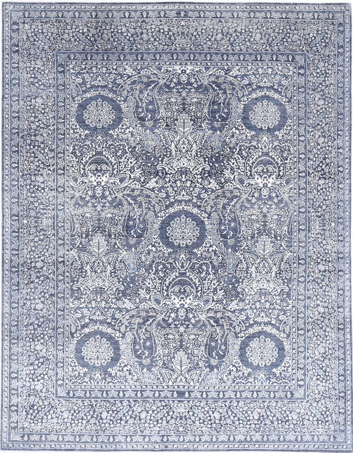 Grey Afghan Ziegler Rug 8' 2" x 10' 8" Hand-Knotted
